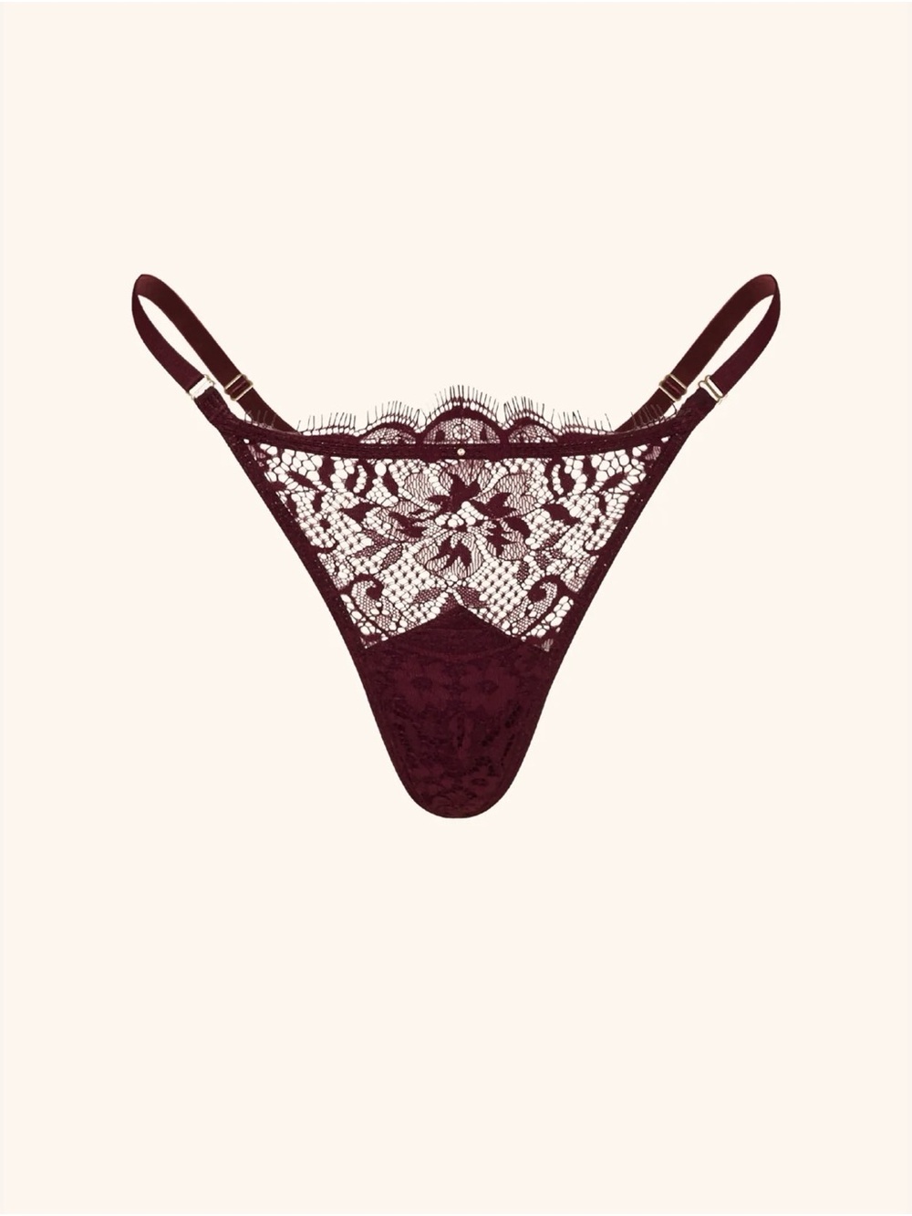 Gooseberry intimates lace thong in burgundy